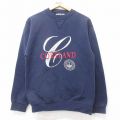 S★古着 長袖 スウェット メンズ 90年代 90s CORTLAND 刺繍 クルーネック USA製 紺 ネイビー 25sep02 中古 スエット トレーナー トップス