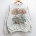 L★古着 NORTHERN REFLECTIONS 長袖 スウェット メンズ 00年代 00s リス 鳥 木 クルーネック 薄グレー 霜降り 25sep05 中古 スエット トレーナー トップス