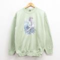 L★古着 長袖 スウェット メンズ 00年代 00s 花 トンボ クルーネック 緑系 グリーン 25sep05 中古 スエット トレーナー トップス