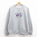 L★古着 長袖 スウェット メンズ 00年代 00s スケート 刺繍 クルーネック グレー 霜降り 25sep05 中古 スエット トレーナー トップス