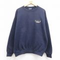 XL★古着 ジャンスポーツ 長袖 スウェット メンズ 00年代 00s ピース クルーネック 紺 ネイビー 25sep05 中古 スエット トレーナー トップス
