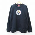 XL★古着 リーボック REEBOK 長袖 スウェット メンズ 00年代 00s NFL ピッツバーグスティーラーズ クルーネック 黒 ブラック アメフト スーパーボウル 25sep08 中古 スエット トレーナー トップス
