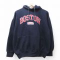 L★古着 長袖 スウェット パーカー メンズ ボストン 紺 ネイビー 25sep09 中古 スエット トレーナー トップス