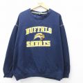 XL★古着 マジェスティック 長袖 スウェット メンズ 00年代 00s NHL バッファローセイバーズ 刺繍 大きいクルーネック 紺 ネイビー アイスホッケー 25sep10 中古 スエット トレーナー トップス
