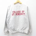 L★古着 長袖 スウェット メンズ 00年代 00s ST BENEDICT 刺繍 クルーネック 薄グレー 霜降り 25sep10 中古 スエット トレーナー トップス