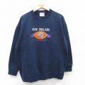 【20%OFF】XL★古着 長袖 スウェット メンズ 00年代 00s NFL ニューイングランドペイトリオッツ クルーネック 紺 ネイビー アメフト スーパーボウル 25sep13 中古 スエット トレーナー トップス
