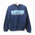 L★古着 長袖 スウェット メンズ 00年代 00s ノースウッド 大学 クルーネック 紺 ネイビー 25sep13 中古 スエット トレーナー トップス