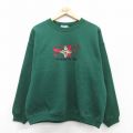 XL★古着 ヘインズ Hanes 長袖 スウェット メンズ 90年代 90s サンフランシスコ 刺繍 クルーネック 緑 グリーン 25sep13 中古 スエット トレーナー トップス