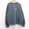 XL★古着 長袖 スウェット メンズ 90年代 90s 蝶々 刺繍 大きいサイズ クルーネック USA製 濃グレー 霜降り 25sep13 中古 スエット トレーナー トップス