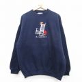 L★古着 長袖 スウェット メンズ 90年代 90s Acushnet 刺繍 クルーネック USA製 紺 ネイビー 【spe】 25sep16 中古 スエット トレーナー トップス