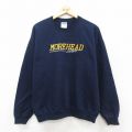 L★古着 ジャージーズ 長袖 スウェット メンズ 00年代 00s モアヘッド 刺繍 クルーネック 濃紺 ネイビー 25sep20 中古 スエット トレーナー トップス