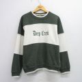 L★古着 長袖 スウェット メンズ 90年代 90s DeepCreek 刺繍 ツートンカラー クルーネック USA製 濃緑他 グリーン 【spe】 25sep24 中古 スエット トレーナー トップス