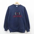 M★古着 ジャージーズ 長袖 スウェット メンズ 90年代 90s COLONELS 刺繍 クルーネック USA製 紺 ネイビー 25sep24 中古 スエット トレーナー トップス