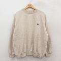 XL★古着 長袖 スウェット メンズ 90年代 90s 大きいサイズ クルーネック 薄ベージュ カーキ 霜降り 25sep24 中古 スエット トレーナー トップス