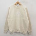 L★古着 リー Lee 長袖 スウェット メンズ 90年代 90s NORTHPORT 刺繍 クルーネック USA製 ベージュ カーキ 25sep24 中古 スエット トレーナー トップス
