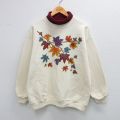 L★古着 長袖 スウェット メンズ 90年代 90s 葉 タートルネック ハイネック USA製 生成り他 25sep25 中古 スエット トレーナー トップス