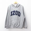 XL★古着 IZOD 長袖 スウェット パーカー メンズ 90年代 90s ビッグロゴ 大きいサイズ グレー 霜降り 25sep27 中古 スエット トレーナー トップス