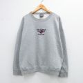 XL★古着 長袖 スウェット メンズ 90年代 90s HOLYFIELD 刺繍 大きいサイズ クルーネック USA製 グレー 霜降り 26jan19