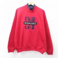 XL★古着 長袖 スウェット メンズ 00年代 00s ネブラスカ 刺繍 モックネック ハイネック 赤他 26jan21