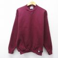 M★古着 ディスカス 長袖 スウェット メンズ 00年代 00s 無地 クルーネック エンジ 26jan21
