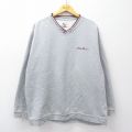 XL★古着 エディーバウアー 長袖 スウェット メンズ 00年代 00s ワンポイントロゴ 大きいサイズ Vネック グレー 霜降り他【spe】 26jan27