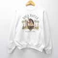 M★古着 フルーツオブザルーム 長袖 スウェット メンズ 90年代 90s ヨット ヤシの木 フロリダ クルーネック USA製 白 26jan27
