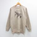M★古着 オニータ ONEITA 長袖 スウェット メンズ 90年代 90s 馬 クルーネック ベージュ 26mar14