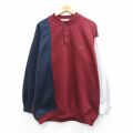 XL★古着 ビューグルボーイ 長袖 スウェット メンズ 00年代 00s ワンポイントロゴ マルチカラー ヘンリーネック エンジ他【spe】 26mar14