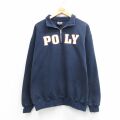 XL★古着 長袖 ハーフジップ スウェット メンズ POLY USA製 紺 26mar14