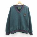XL★古着 長袖 スウェット メンズ 大きいサイズ Vネック 緑他 26mar16