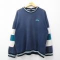 XL★古着 長袖 スウェット メンズ 90年代 90s BROAN クルーネック USA製 紺他 26mar18