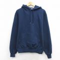 L★古着 チャンピオン champion 長袖 スウェット パーカー メンズ ワンポイントロゴ 紺 26mar19