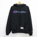 XL★古着 チャンピオン champion 長袖 スウェット パーカー メンズ ビッグロゴ 大きいサイズ 黒 26mar19