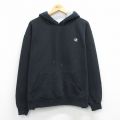 XL★古着 チャンピオン champion 長袖 スウェット パーカー メンズ ワンポイントロゴ 大きいサイズ 黒 26mar19
