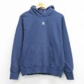 L★古着 アディダス adidas 長袖 スウェット パーカー メンズ ワンポイントロゴ リーフ トレフォイル 紺 26mar19