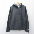 XL★古着 チャンピオン Champion 長袖 スウェット パーカー メンズ ビッグロゴ 濃グレー 霜降り 26mar21
