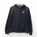 XL★古着 ナイキ NIKE 長袖 スウェット パーカー メンズ ワンポイントロゴ 黒 26mar21