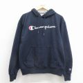 L★古着 チャンピオン champion 長袖 スウェット パーカー メンズ ビッグロゴ 紺 26mar21