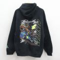 レーシング 長袖スウェットパーカー ブラック XL | 古着