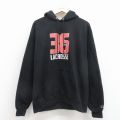 L★古着 チャンピオン Champion 長袖 スウェット パーカー メンズ ラクロス 黒 26mar23