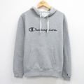 M★古着 チャンピオン champion 長袖 スウェット パーカー メンズ ビッグロゴ グレー 霜降り 26mar23