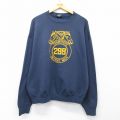 XL★古着 長袖 スウェット メンズ 90年代 90s TEAMSTERS デトロイト 大きいサイズ クルーネック USA製 紺 26mar24