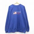 XL★古着 長袖 スウェット メンズ 00年代 00s GOD BLESS 星条旗 刺繍 大きいサイズ クルーネック 青 26mar24