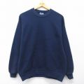 M★古着 ジャージーズ 長袖 スウェット メンズ 90年代 90s 無地 クルーネック USA製 紺 26mar24