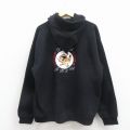 XL★古着 ヘインズ 長袖 スウェット パーカー メンズ 00年代 00s インディアン 黒【spe】 26mar24