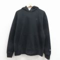 L★古着 チャンピオン champion 長袖 スウェット パーカー メンズ ワンポイントロゴ 黒 26mar24