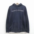 L★古着 トミーヒルフィガー 長袖 ブランド スウェット パーカー メンズ ビッグロゴ 濃紺 26mar24