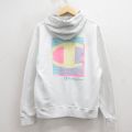 M★古着 チャンピオン champion 長袖 スウェット パーカー メンズ ビッグロゴ 白 26mar24