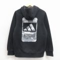 M★古着 アディダス adidas 長袖 スウェット パーカー メンズ ビッグロゴ 黒 26mar24