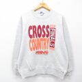 L★古着 ラッセル 長袖 スウェット メンズ 90年代 90s クロスカントリー クルーネック USA製 薄グレー 霜降り 26mar25